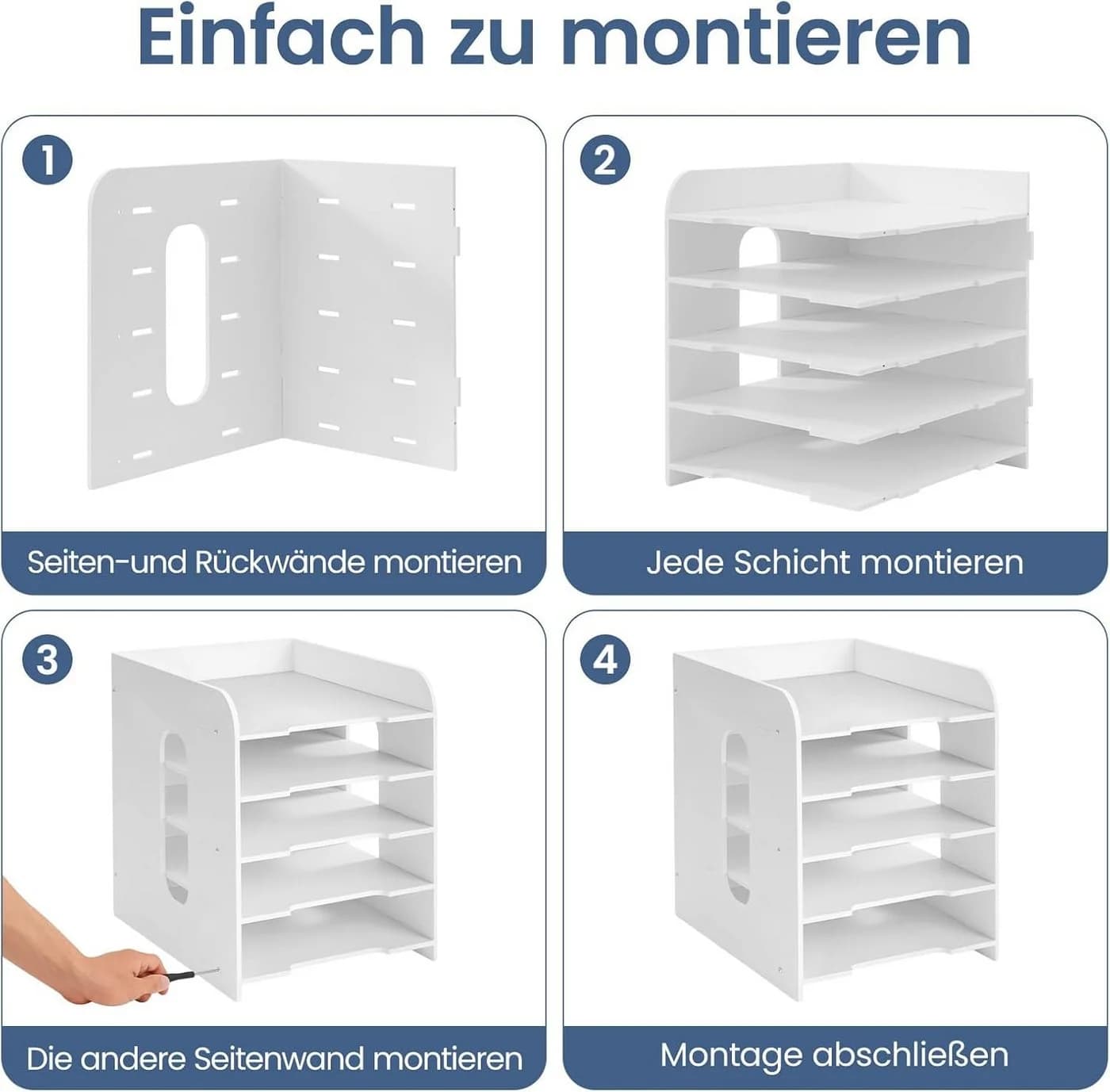 Youyijia Aufbewahrungsbox Dokumentenablage A4 Weiß PVC - Bild 5