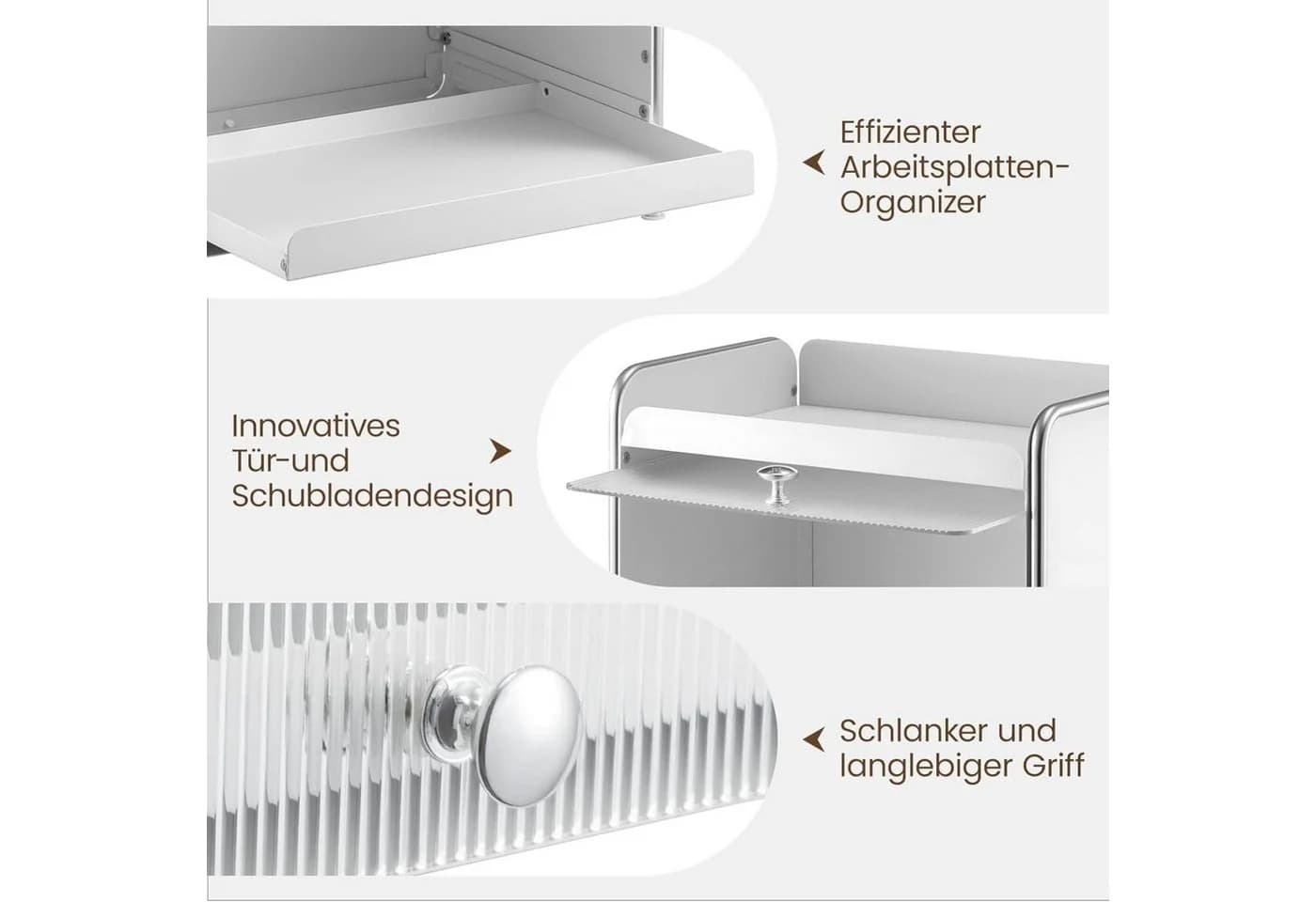 Youyijia Aufbewahrungskorb Weiß Metall mit transparenter Tür - Bild 3