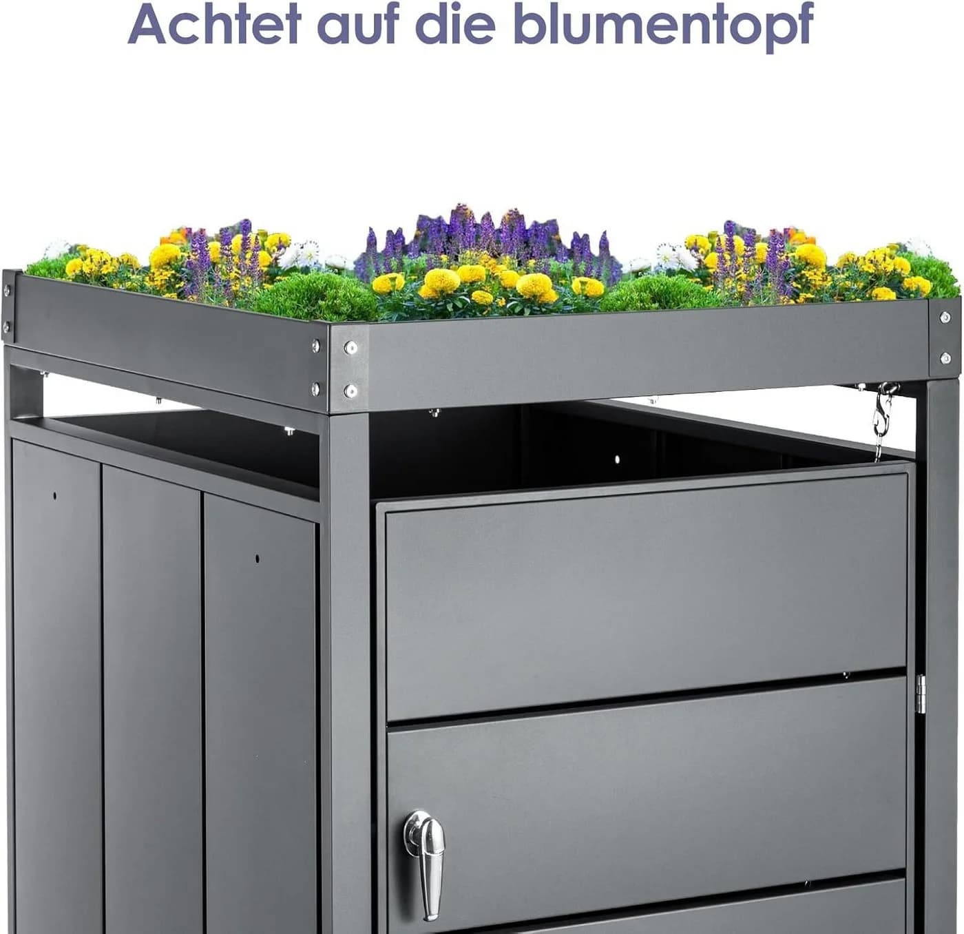 Youyijia Mülltonnenbox für 240L Tonne Grau Metall - Bild 3