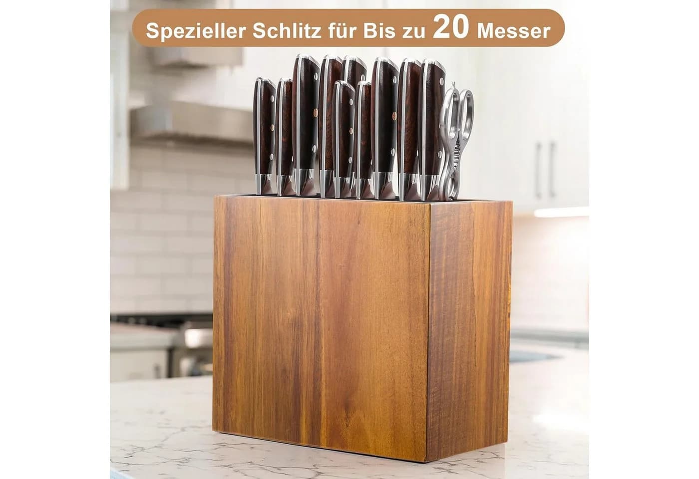 Youyijia Messerblock aus massivem Akazienholz mit Parallelschlitzen - Bild 4