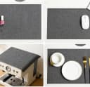 Youyijia Platzset Tischsets Abwaschbar Grau Kunstleder Bild 3