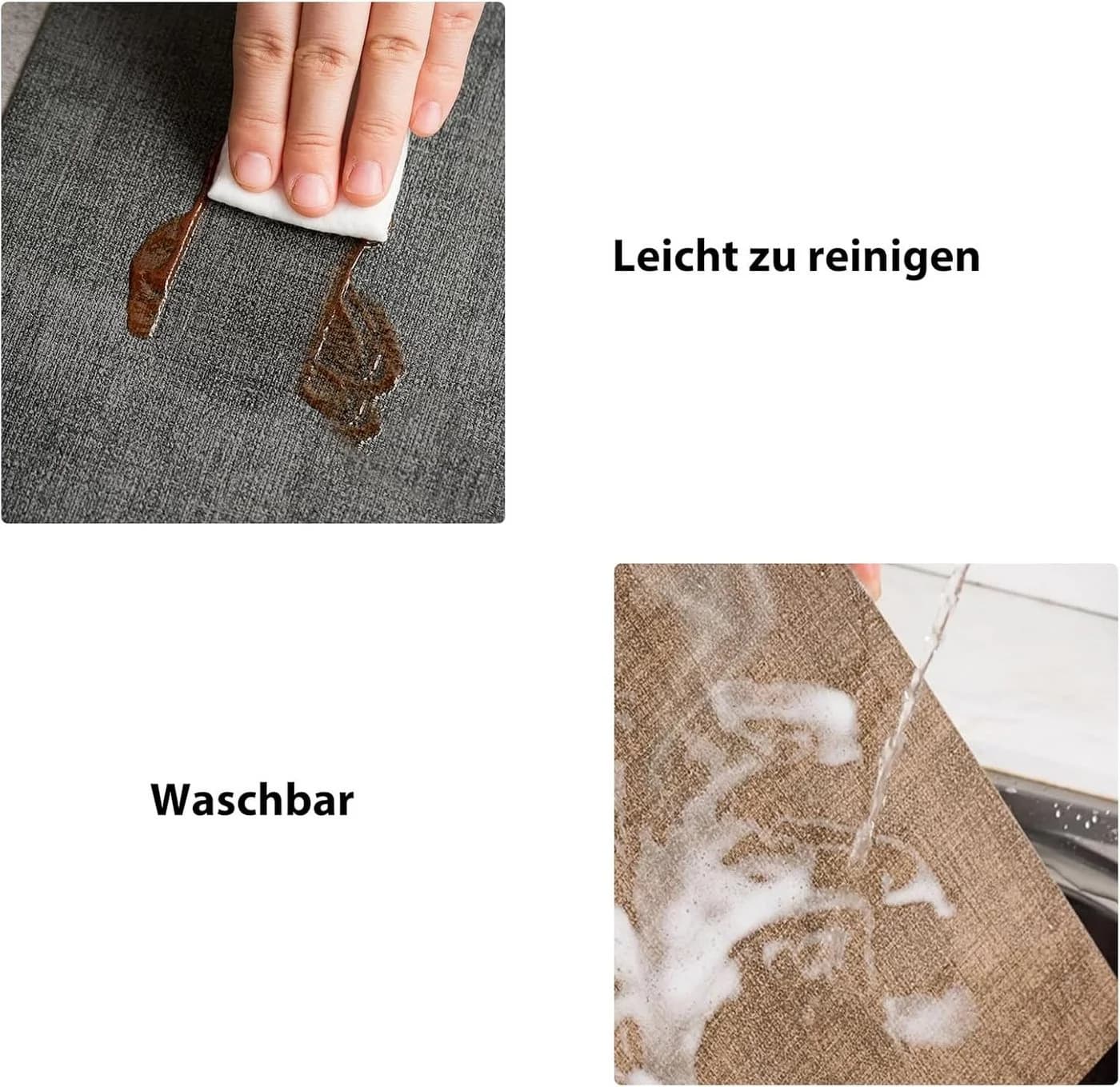 Youyijia Platzset Tischsets Abwaschbar Grau Kunstleder - Bild 5