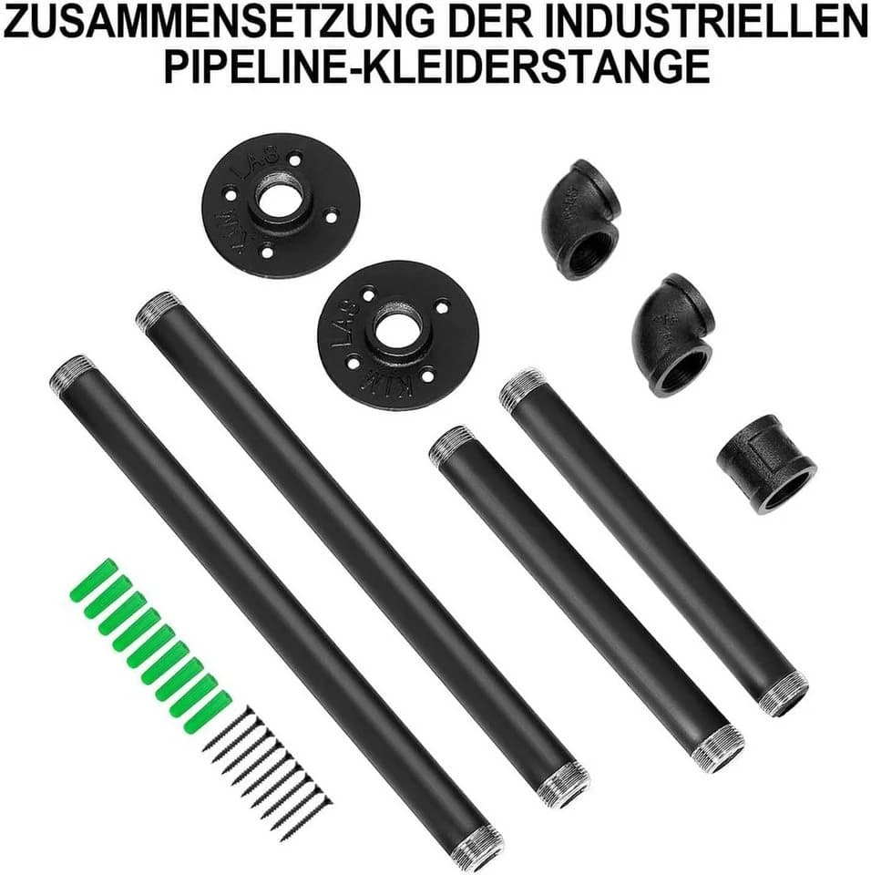 Youyijia Wand-Kleiderständer Schwarz Industriell 80cm - Bild 3