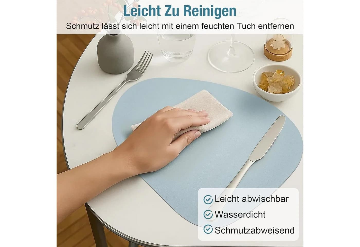 Youyijia Platzset 6er Set Tischset Kunstleder Rutschfest - Bild 4