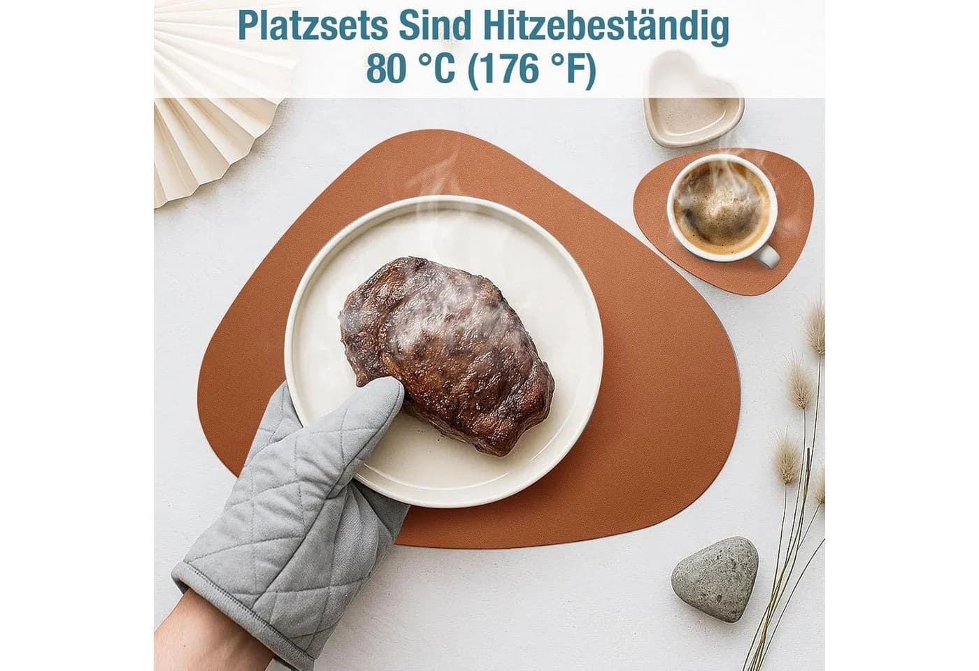 Youyijia Platzset 6er Set Tischset aus Leder-Imitat