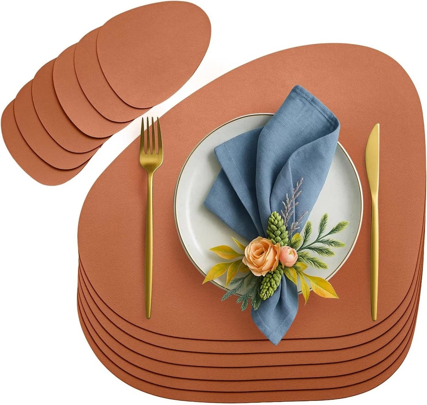Youyijia Platzset 6er Set Tischset aus Leder-Imitat - Bild 2