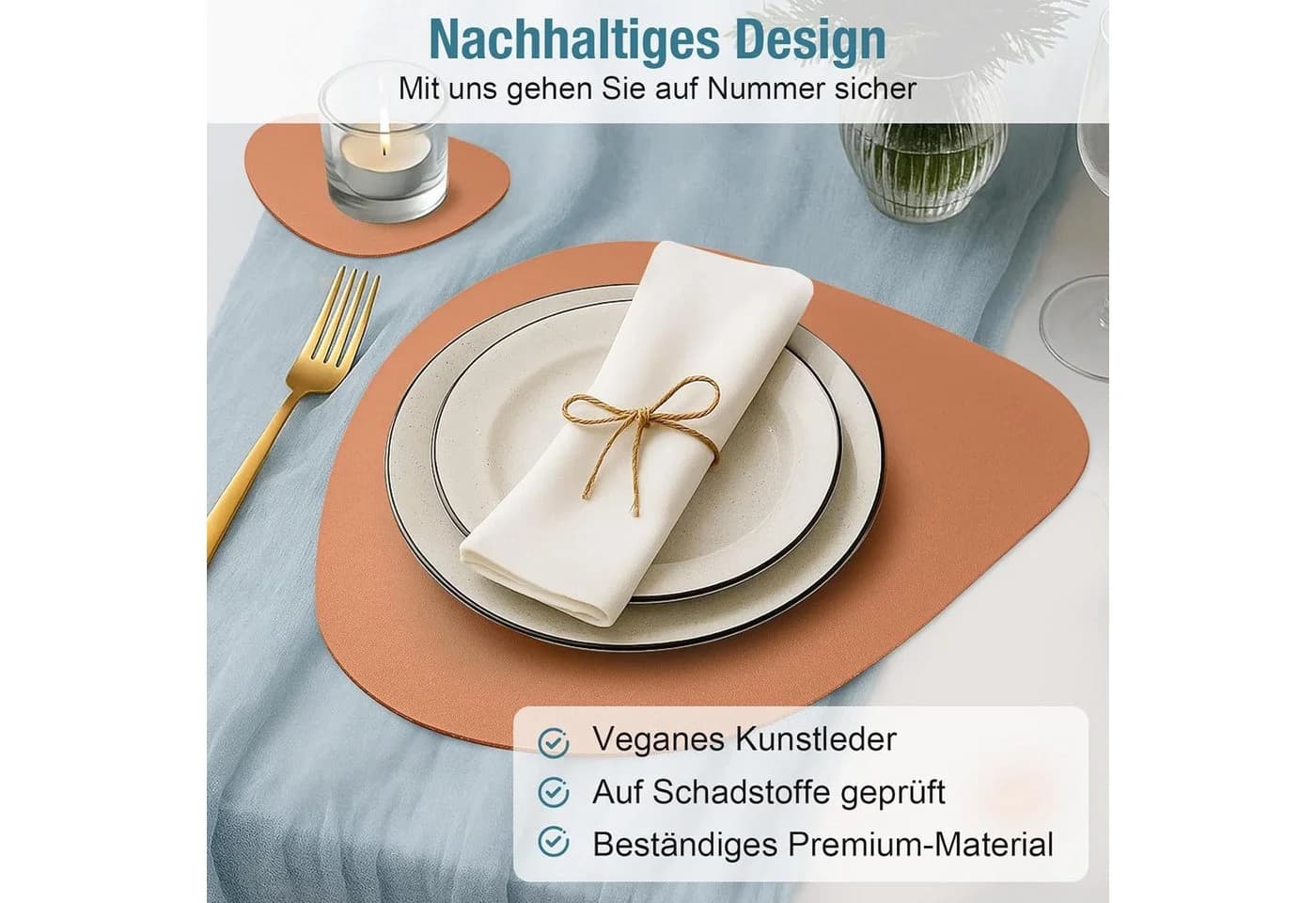 Youyijia Platzset 6er Set Tischset aus Leder-Imitat - Bild 3