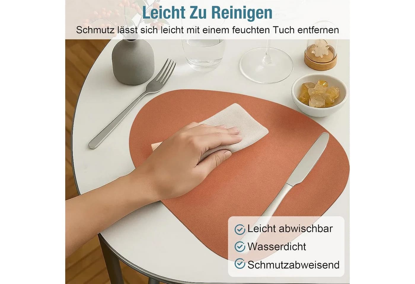 Youyijia Platzset 6er Set Tischset aus Leder-Imitat - Bild 4