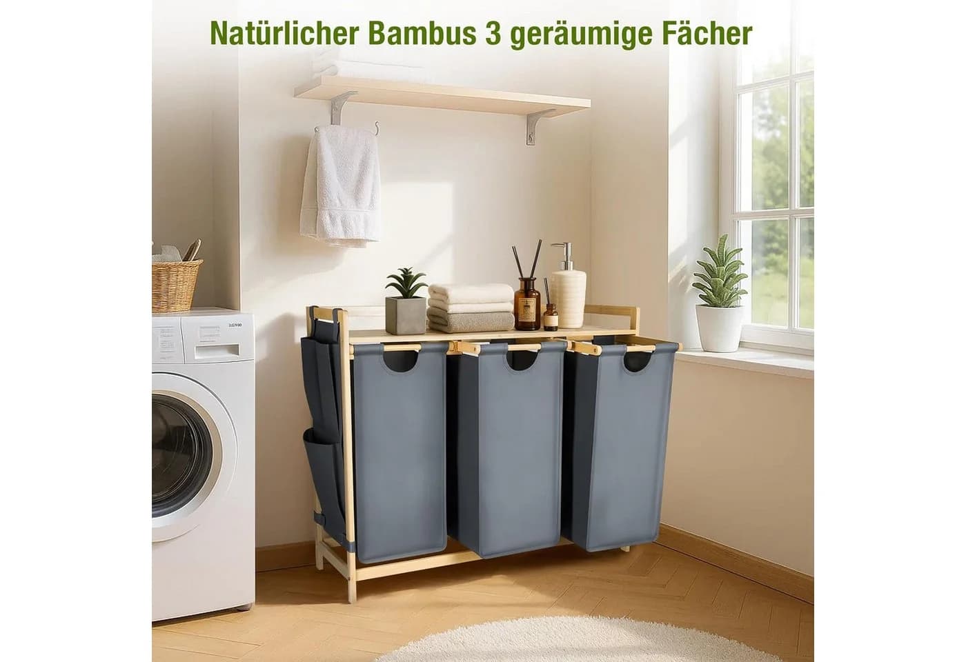 Youyijia Wäschebox 150L Wäschesammler 3 Fächer - Bild 3