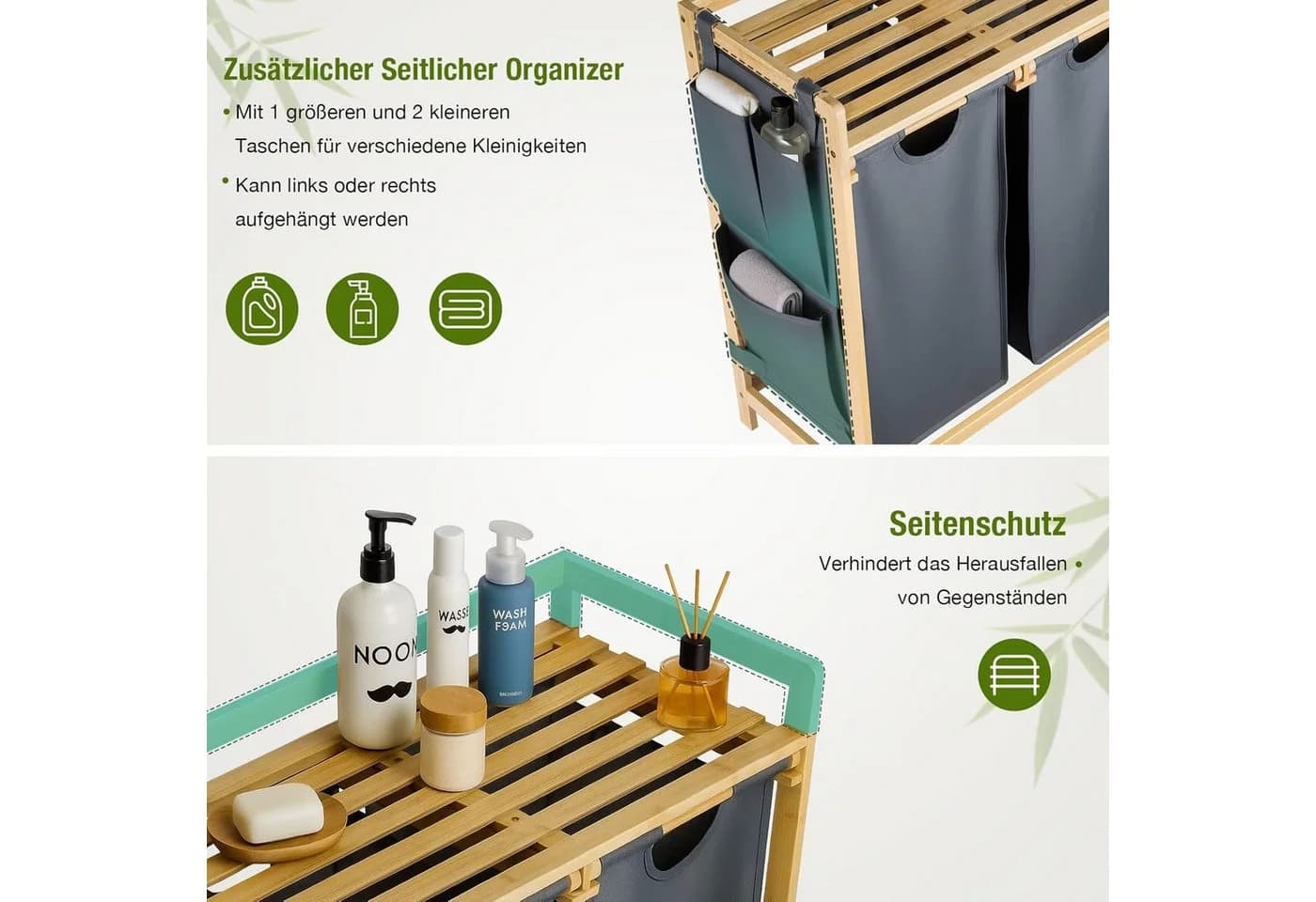 Youyijia Wäschebox 150L Wäschesammler 3 Fächer - Bild 4
