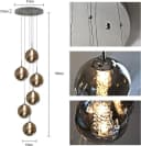 ZMH LED Pendelleuchte 6-Flammig Esstisch Höhenverstellbar Glas Grau Bild 4