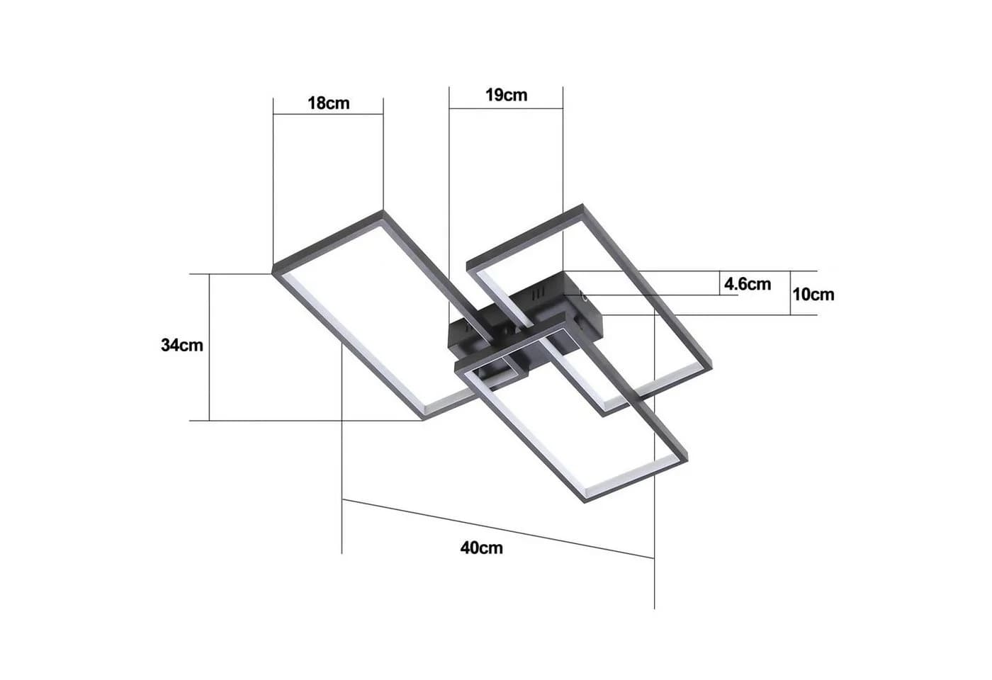 ZMH LED Deckenleuchte Schwarz Dimmbar Modern-Design - Bild 5