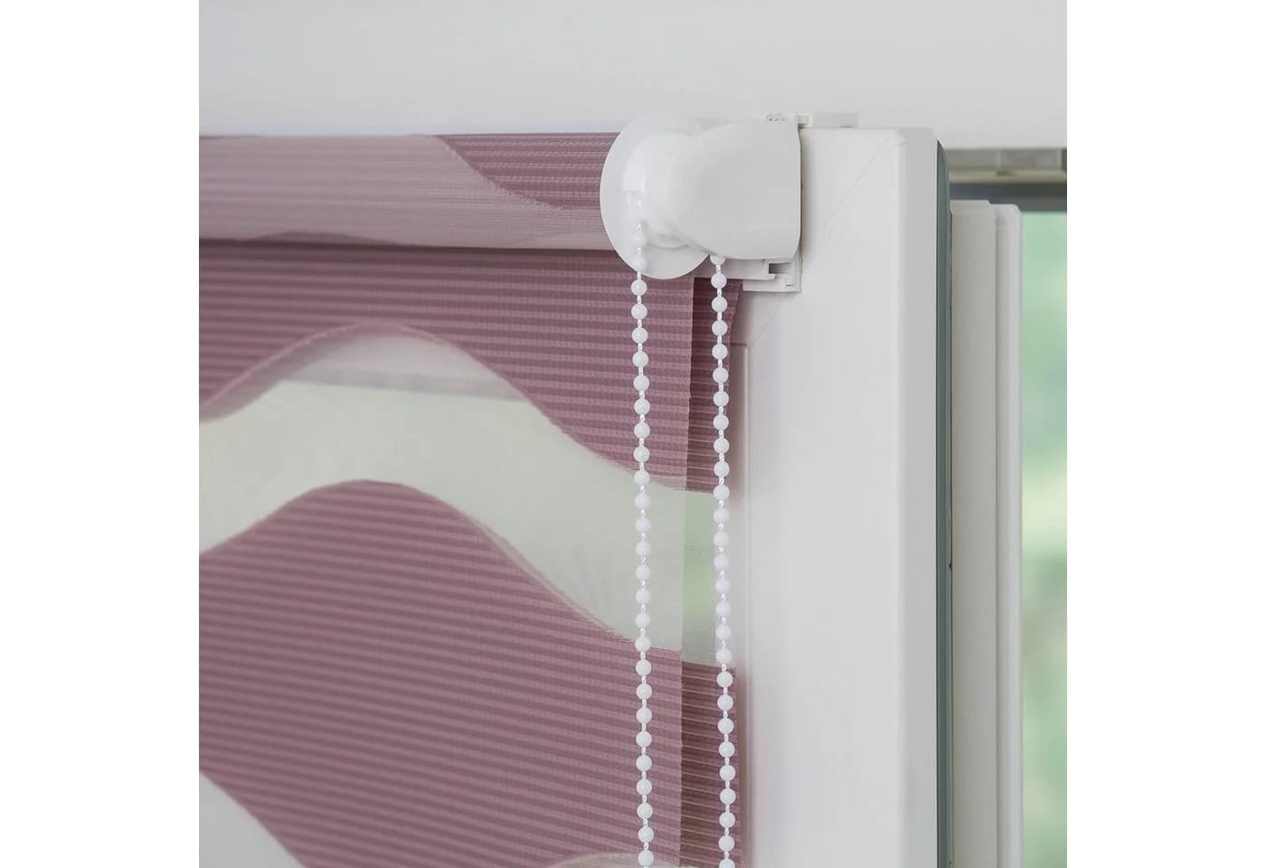 GARESA Doppelrollo Welle Rosa Weiß Klemmfix - Bild 5