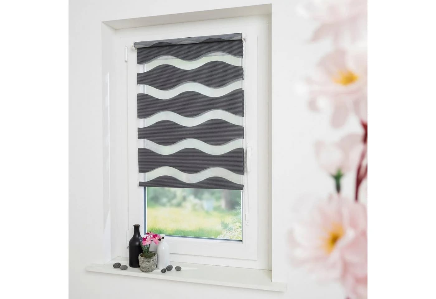 Doppelrollo GARESA Welle 45x150 cm Anthrazit Polyester - Bild 2