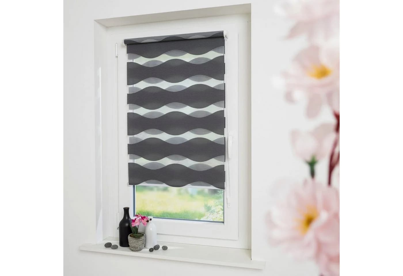 Doppelrollo GARESA Welle 45x150 cm Anthrazit Polyester - Bild 3