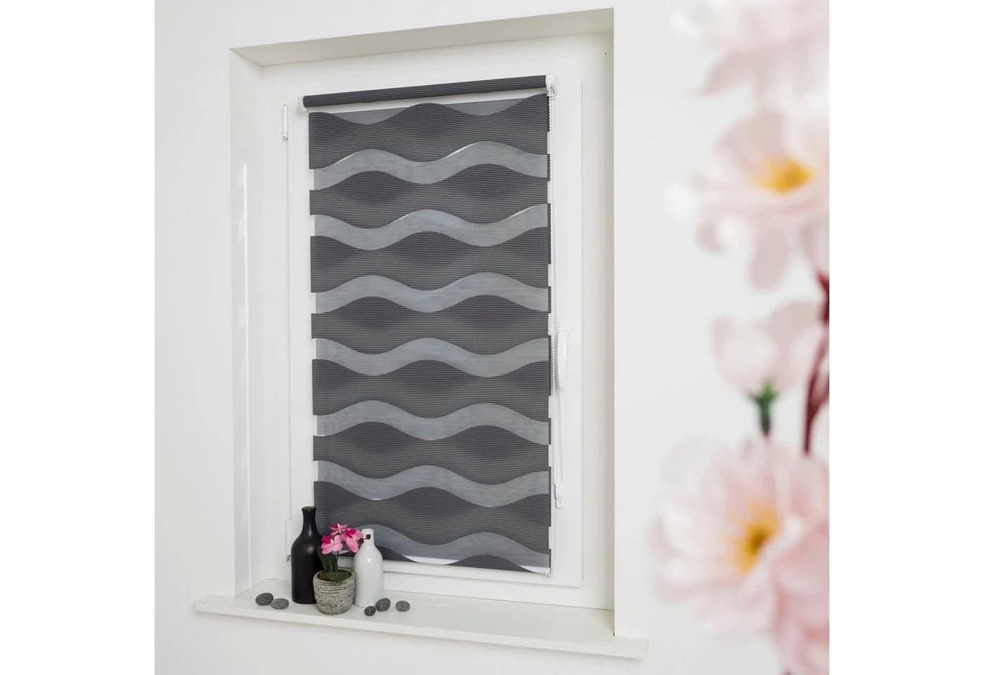 Doppelrollo GARESA Welle 45x150 cm Anthrazit Polyester - Bild 4
