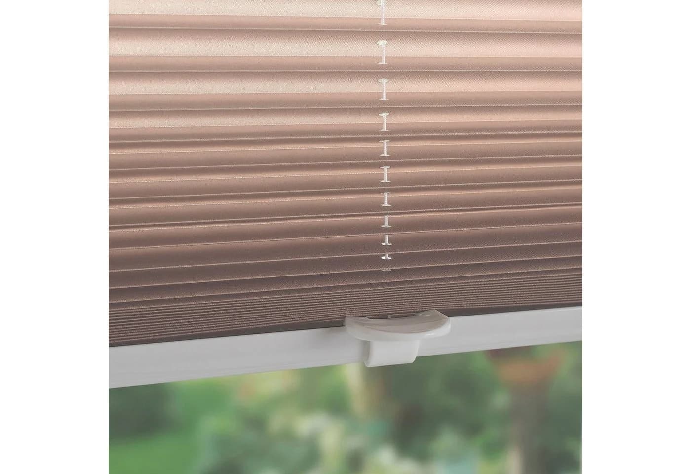 Garesa Plissee Farbverlauf Braun Weiß Klemmfix 100% Polyester