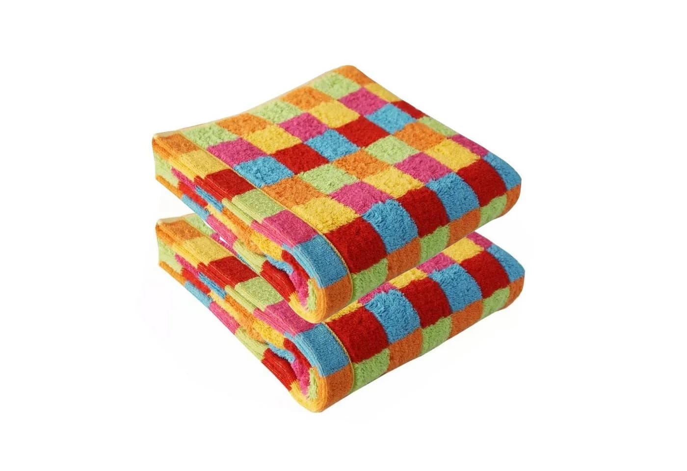Cawö Life Style Handtücher 2 Stück 50x100 cm Karo Bunt Baumwolle