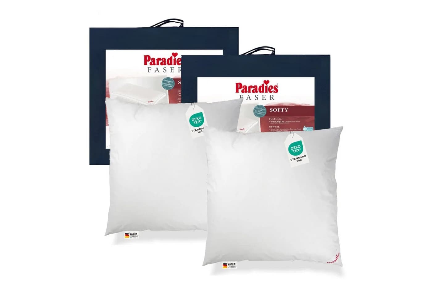 Paradies Kunstfaserkopfkissen 2 Stück Softy extra 80x80cm Baumwolle Polyester - Bild 2