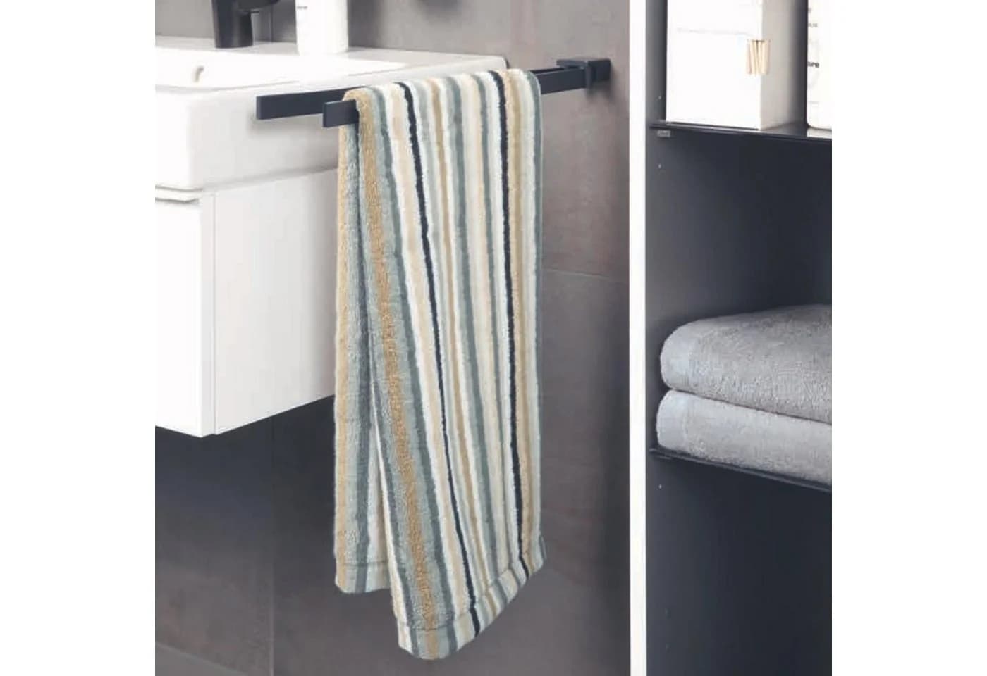 Cawö Life Style Handtücher 2 Stück Streifen Grau 50x100 Baumwolle