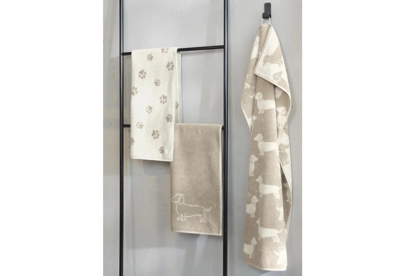 Cawö Handtuch 2 Stück We Love Dogs Pfoten Natur 50x100 Baumwolle