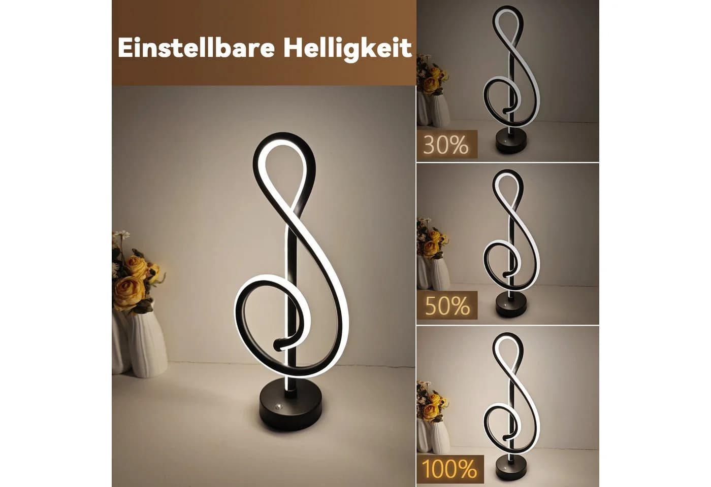 ZMH LED Tischleuchte Kabellos Schwarz Touch Dimmbar - Bild 5