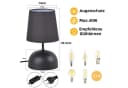 ZMH Tischleuchte Wohnzimmer 2ER Set Schwarz Stoff Schreibtischlampe Bild 3