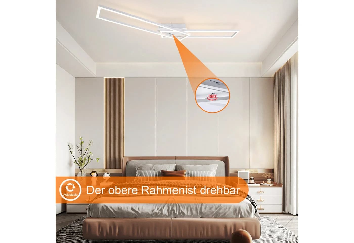 ZMH LED Deckenleuchte Modern 3000K Schwarz/Weiß 32W - Bild 5