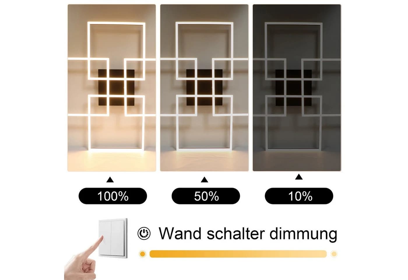 ZMH LED Deckenleuchte 4 Rahmen Modern 32W 3000K Einstellbare Helligkeit