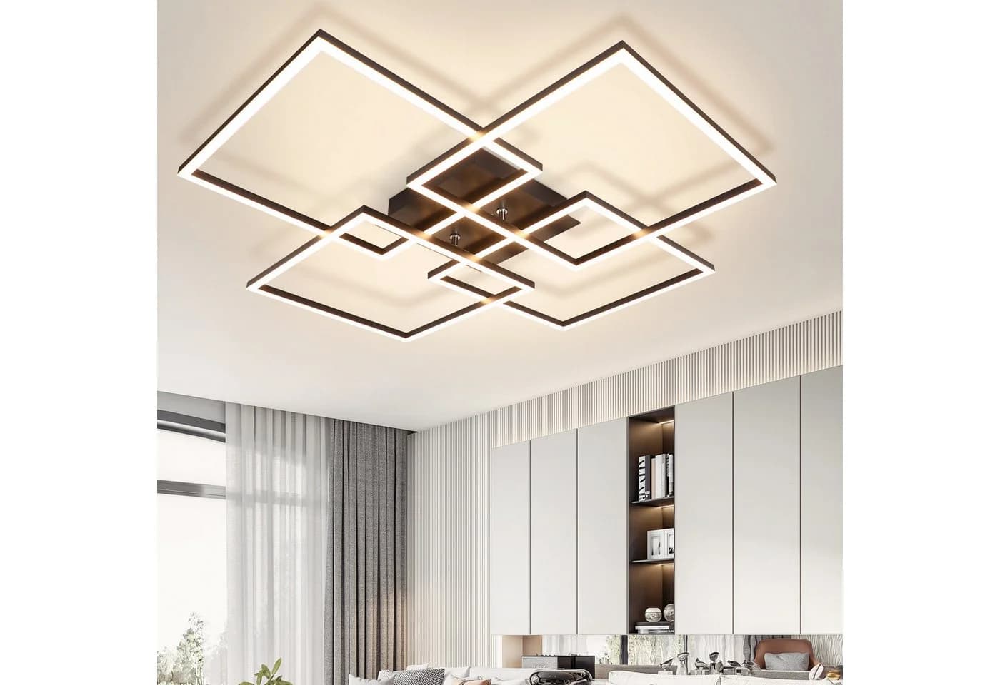 ZMH LED Deckenleuchte 4 Rahmen Modern 32W 3000K Einstellbare Helligkeit - Bild 2