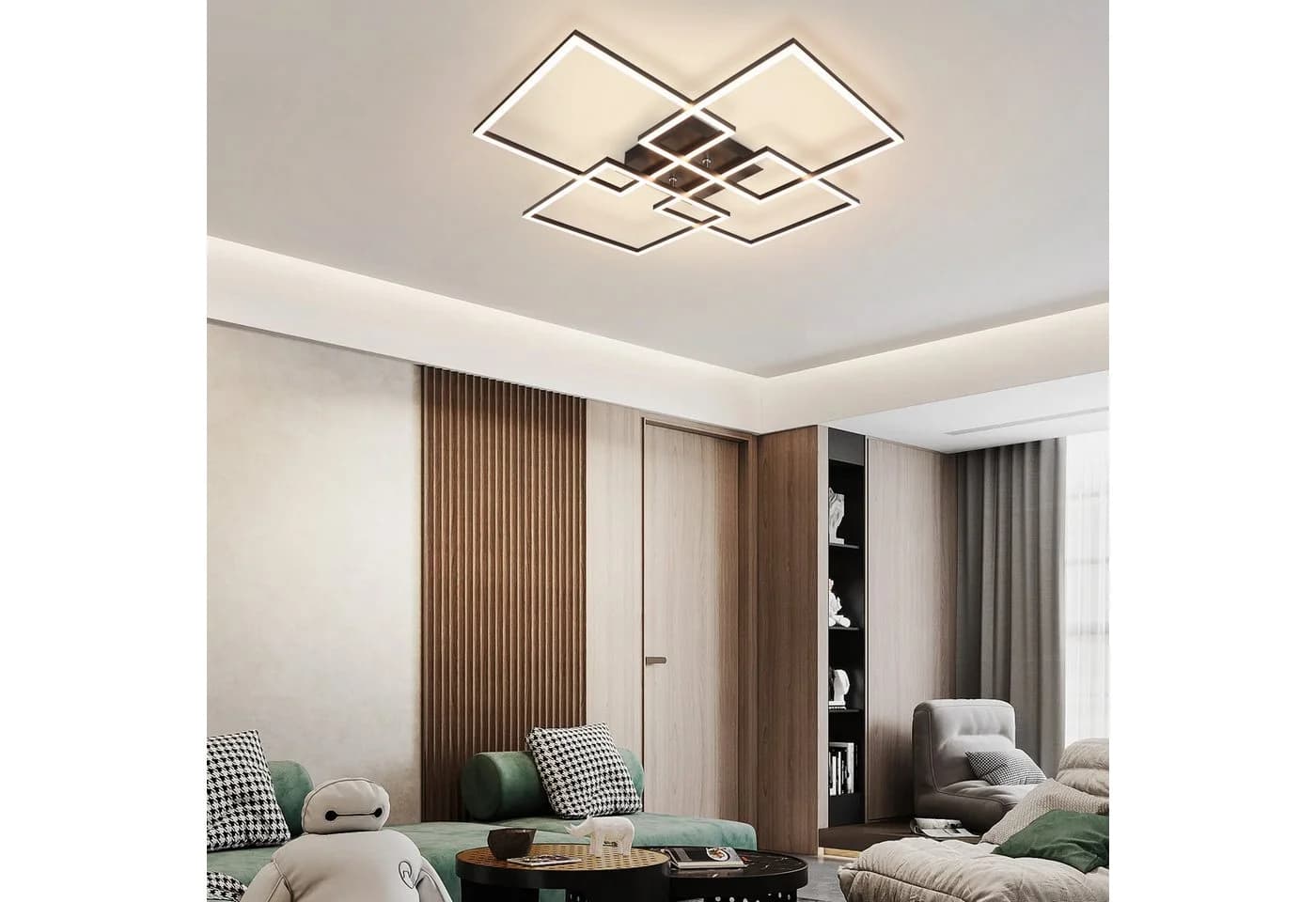 ZMH LED Deckenleuchte 4 Rahmen Modern 32W 3000K Einstellbare Helligkeit - Bild 5