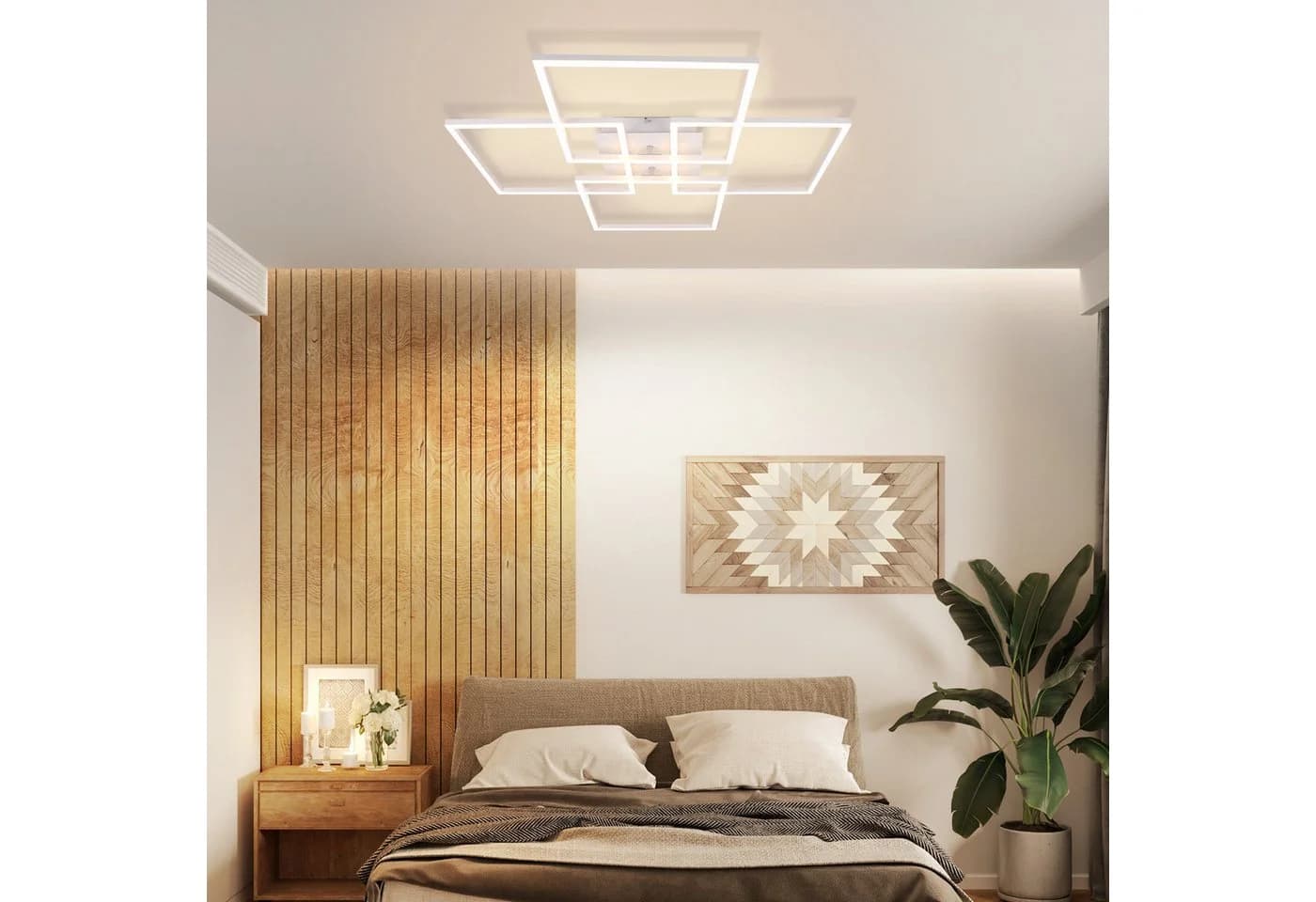 ZMH LED Deckenleuchte 4 Rahmen Modern 32W 3000K Weiß