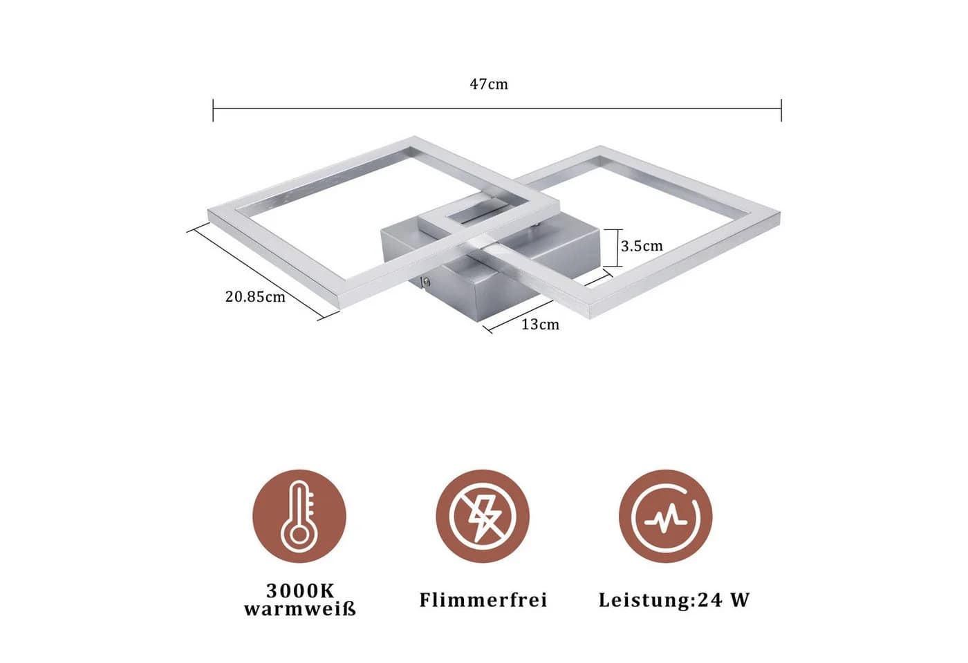 ZMH LED Deckenleuchte Modern 24W Warmweiß Augenschutz - Bild 3