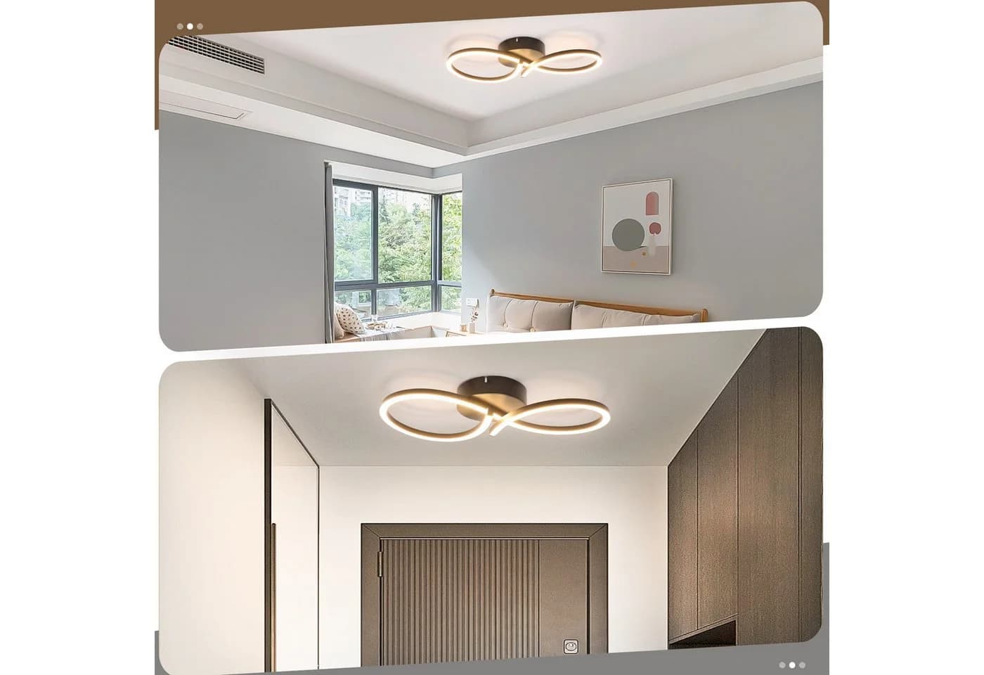 ZMH LED Deckenleuchte 8-förmig Schwarz/Weiß 24W 3000K