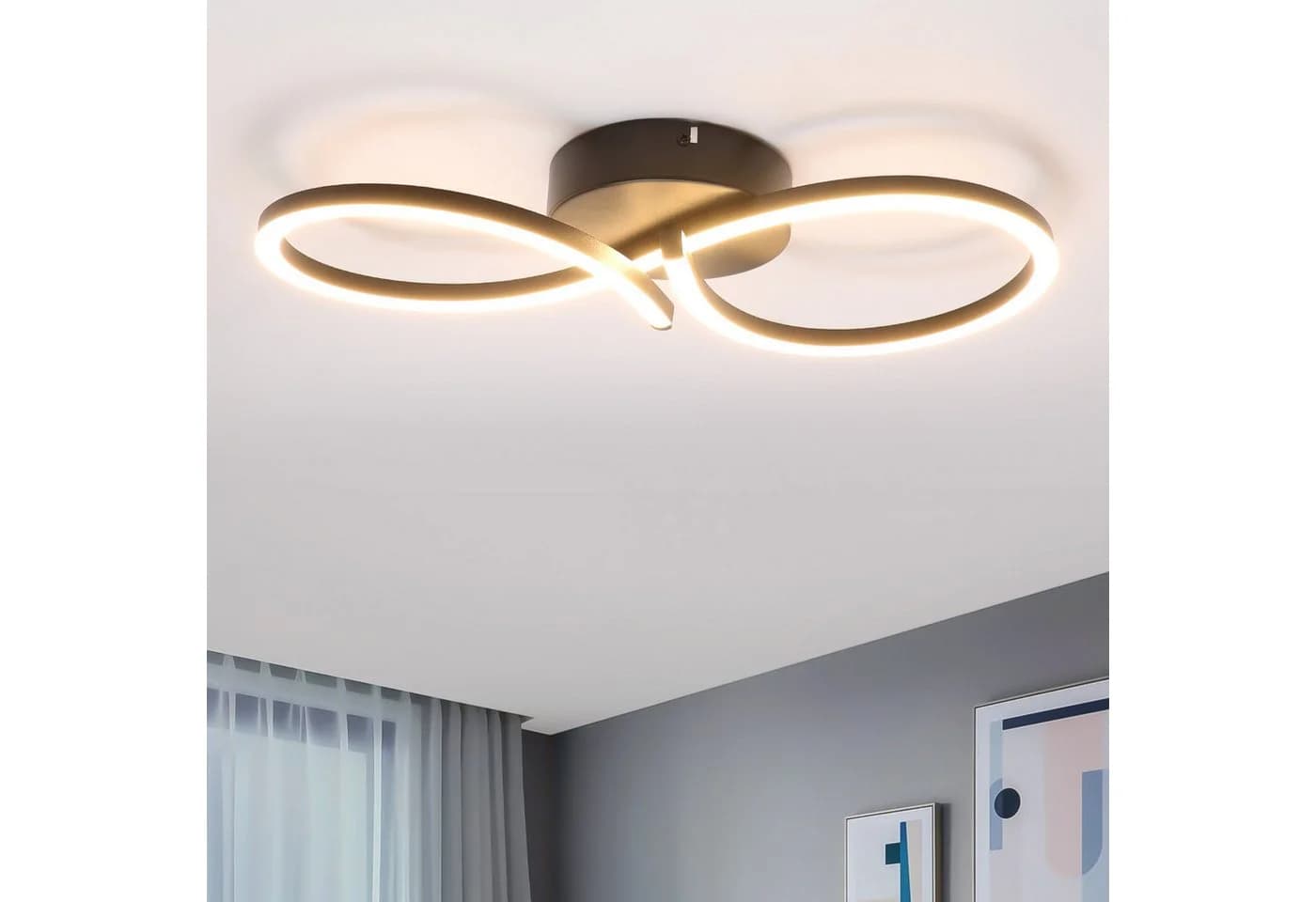 ZMH LED Deckenleuchte 8-förmig Schwarz/Weiß 24W 3000K - Bild 2