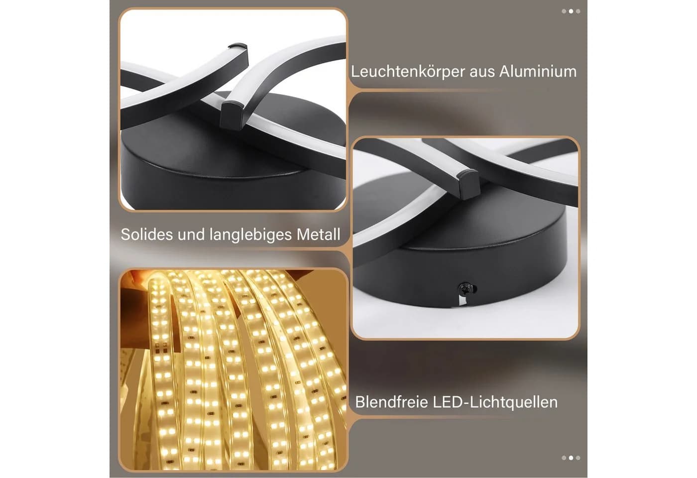 ZMH LED Deckenleuchte 8-förmig Schwarz/Weiß 24W 3000K - Bild 4
