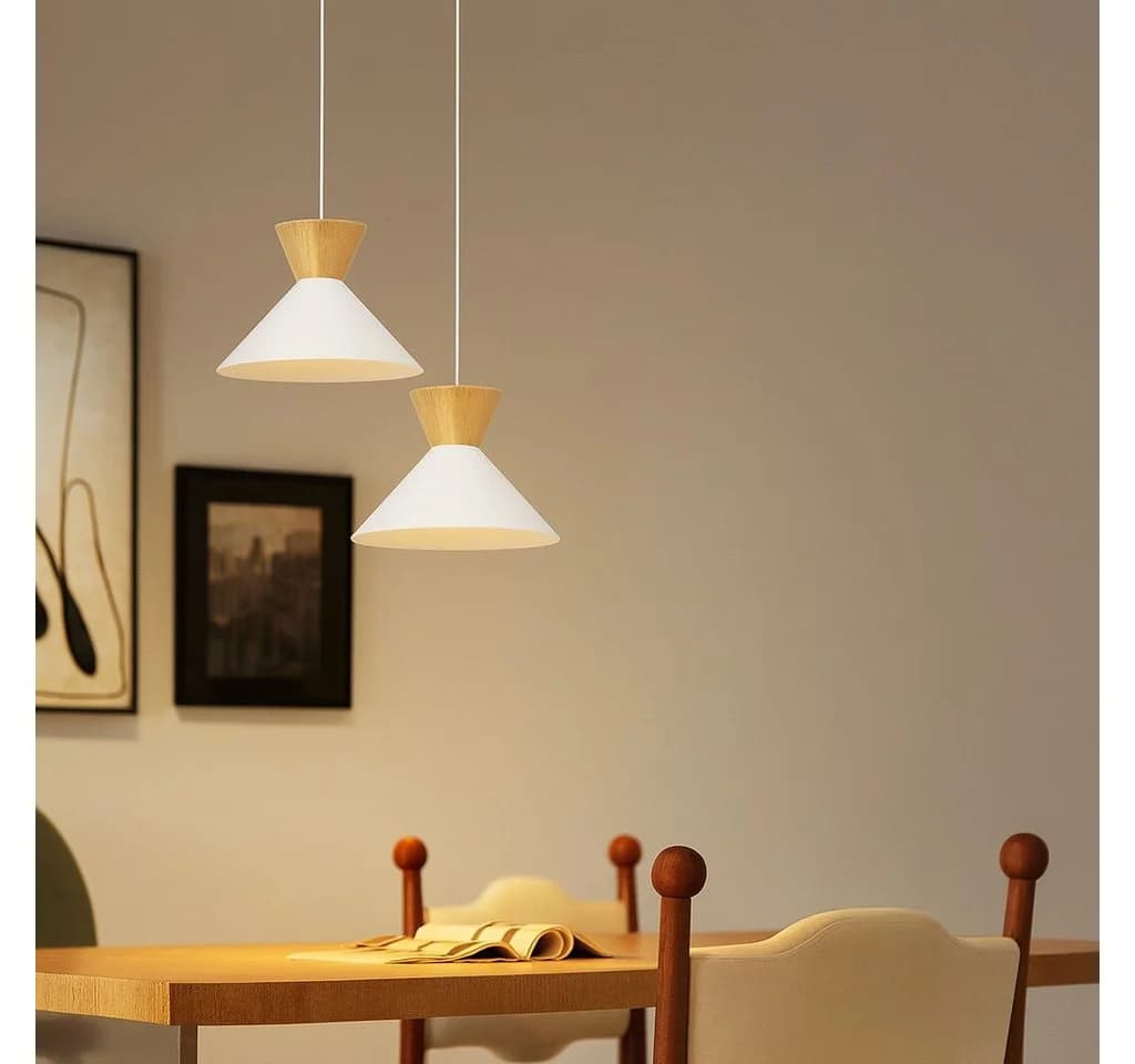 ZMH Pendelleuchte Esszimmer 2 Stück Schwarz/Weiß 1 Flammig Hängeleuchte Ø25cm Flur, Einfache Installation, ohne Leuchtmittel, E27 Metall Industrial Design Hängelampe 149 CM Küche Schlafzimmer - Bild 2