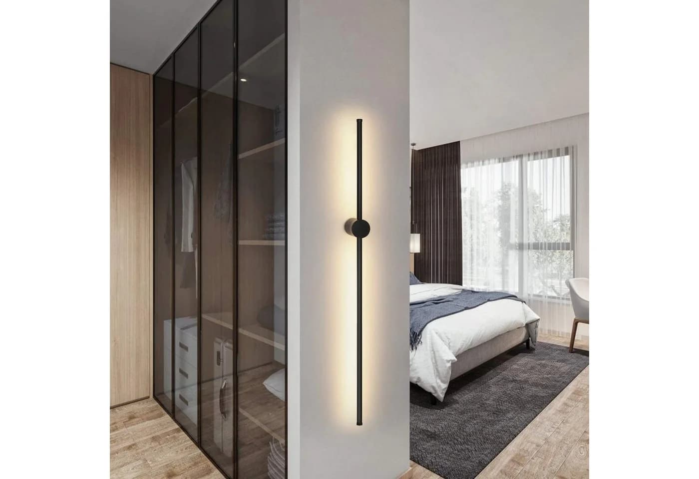 ZMH LED Wandleuchte Innen Schwarz Modern 60//100CM Wanlampe Schwenkbar Treppenhaus
