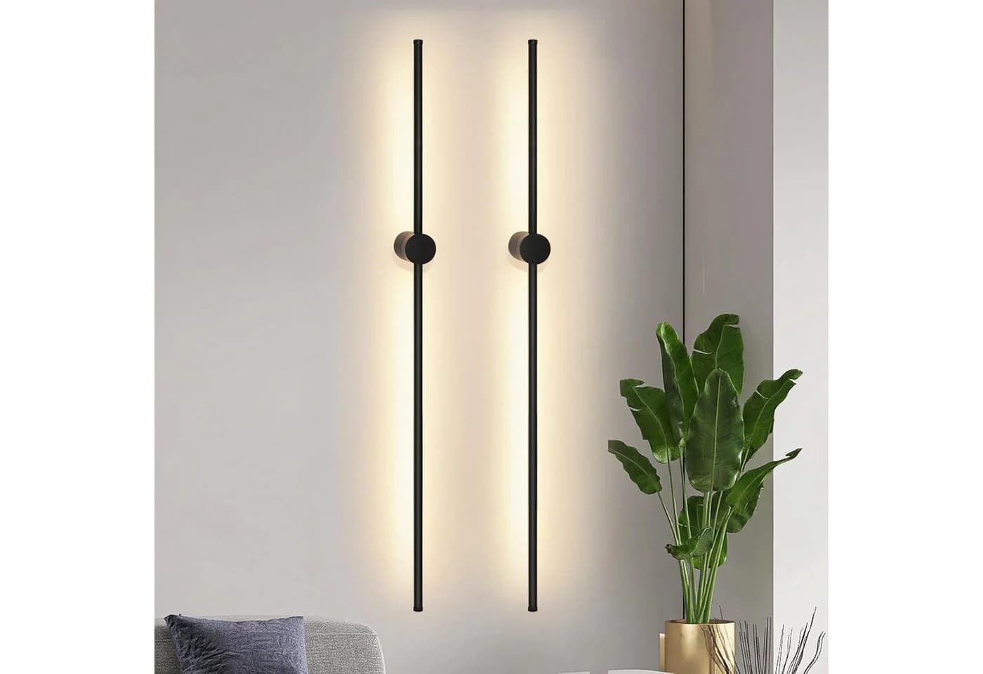ZMH LED Wandleuchte Innen Schwarz Modern 60//100CM Wanlampe Schwenkbar Treppenhaus - Bild 2