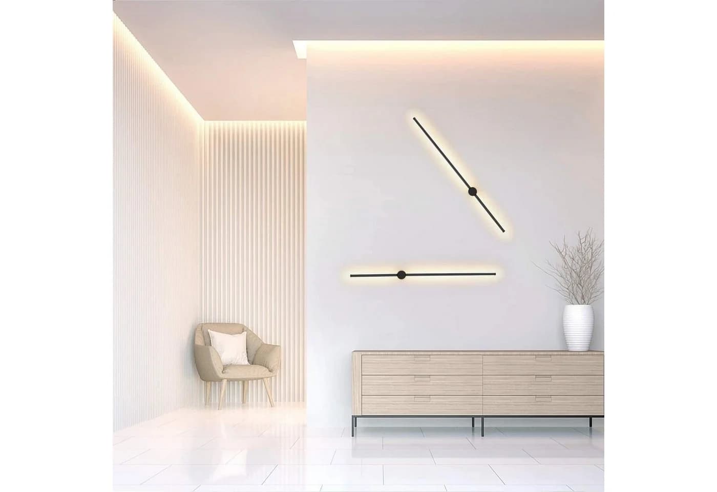 ZMH LED Wandleuchte Innen Schwarz Modern 60//100CM Wanlampe Schwenkbar Treppenhaus - Bild 3