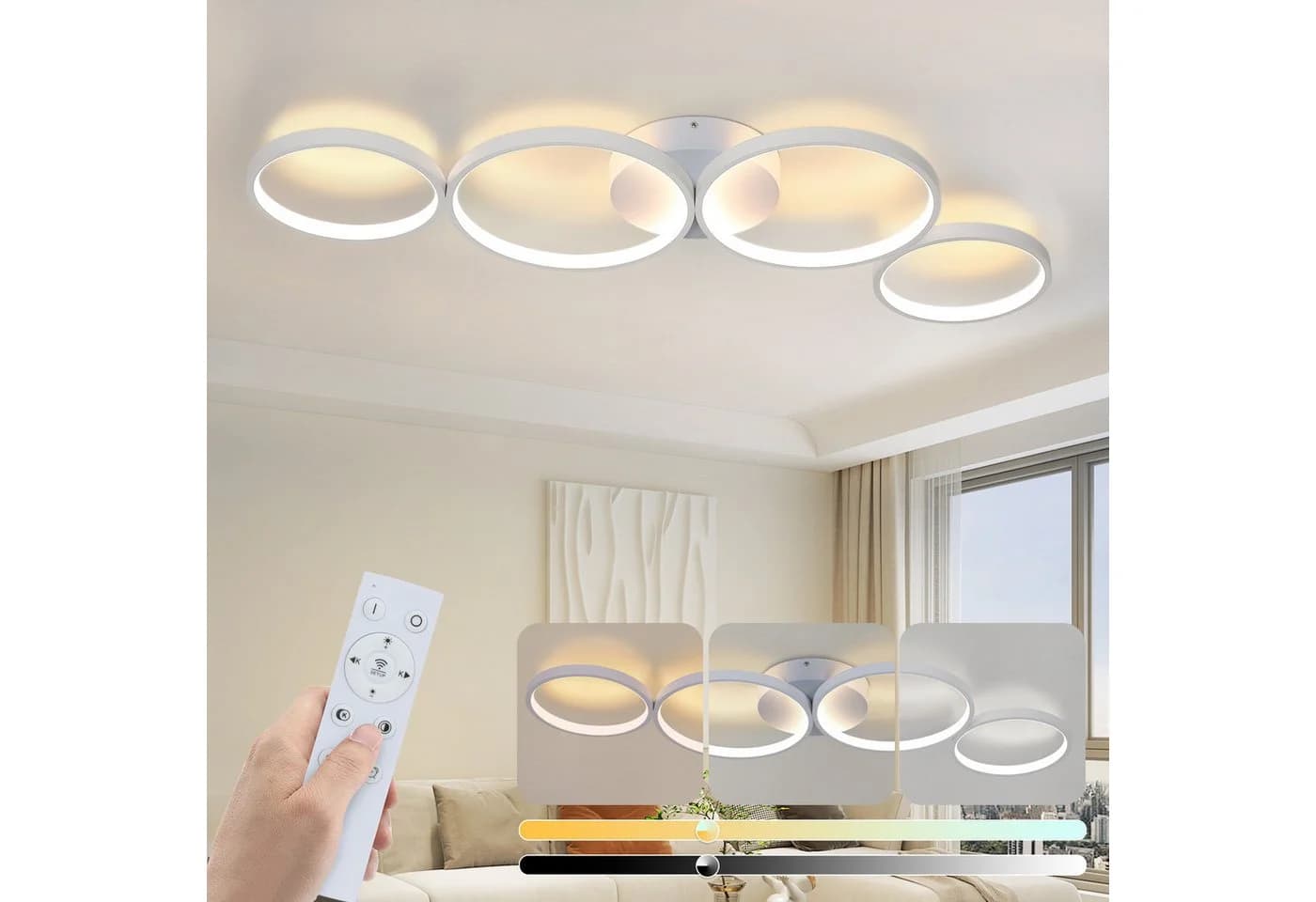 ZMH LED Deckenleuchte Modern mit Fernbedienung, Augenschutz, Einfache Installtion, LED fest integriert, warmweiß-kaltweiß - Bild 2
