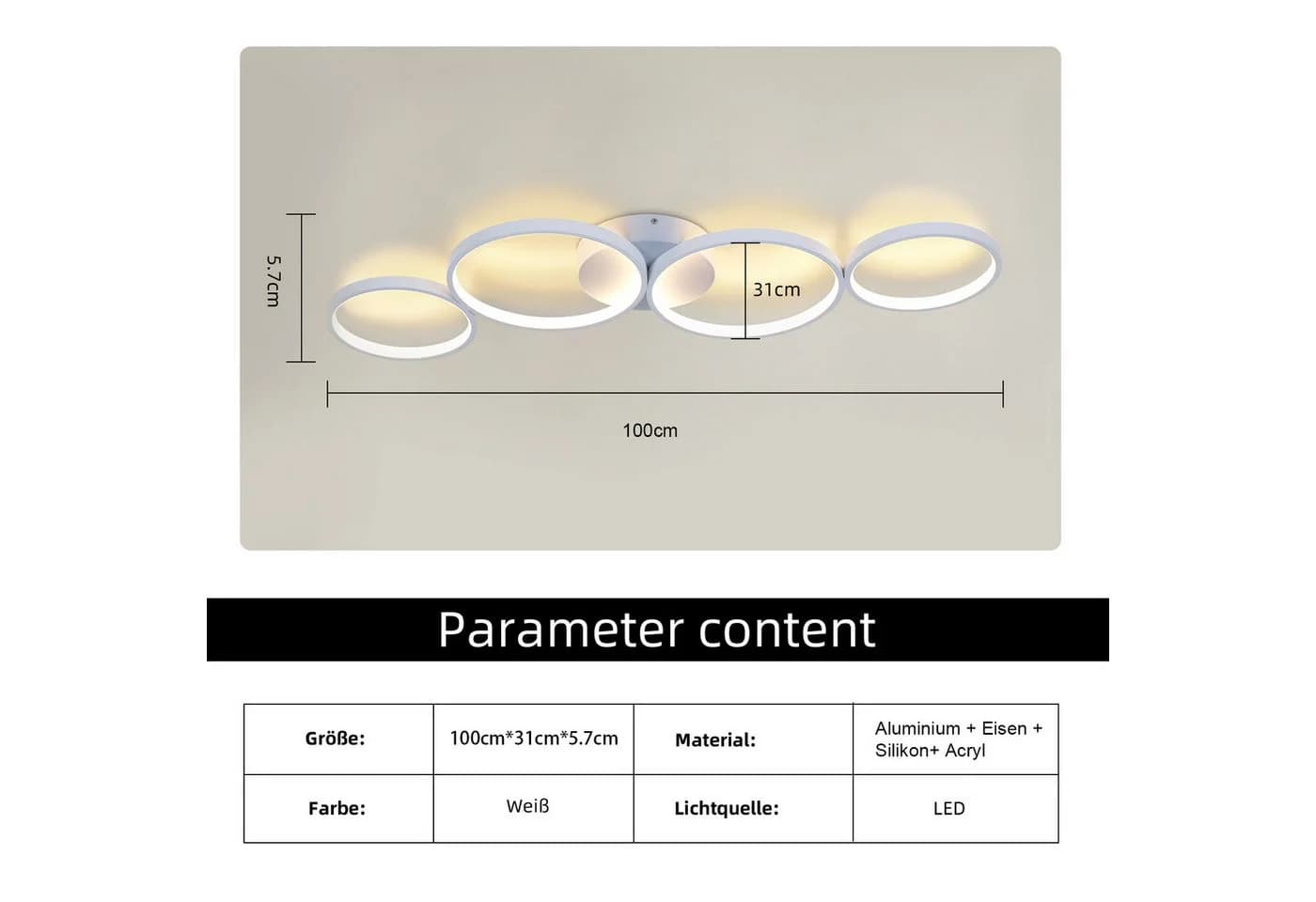 ZMH LED Deckenleuchte Modern mit Fernbedienung, Augenschutz, Einfache Installtion, LED fest integriert, warmweiß-kaltweiß - Bild 3