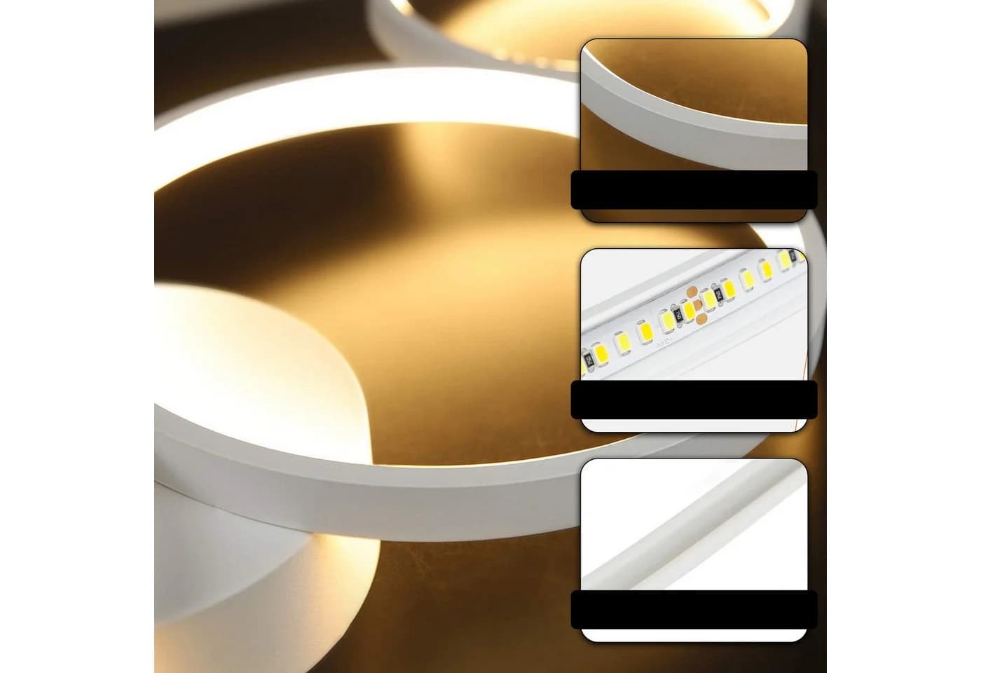 ZMH LED Deckenleuchte Modern mit Fernbedienung, Augenschutz, Einfache Installtion, LED fest integriert, warmweiß-kaltweiß - Bild 5