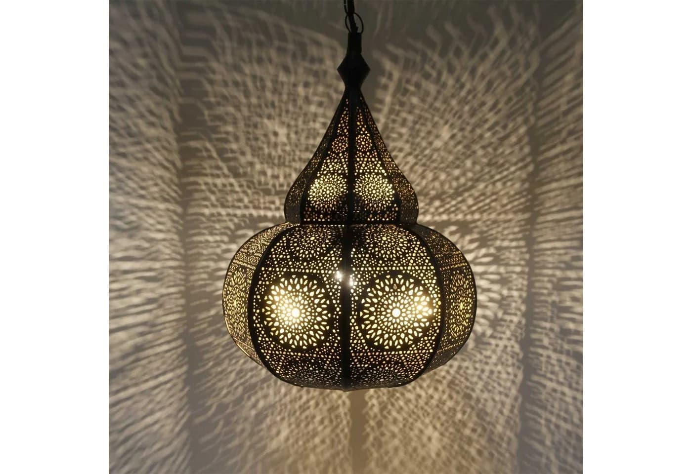 Casa Moro Orientalische Lampe Taza Schwarz Hängeleuchte mit Baldachin & Kette - Bild 2