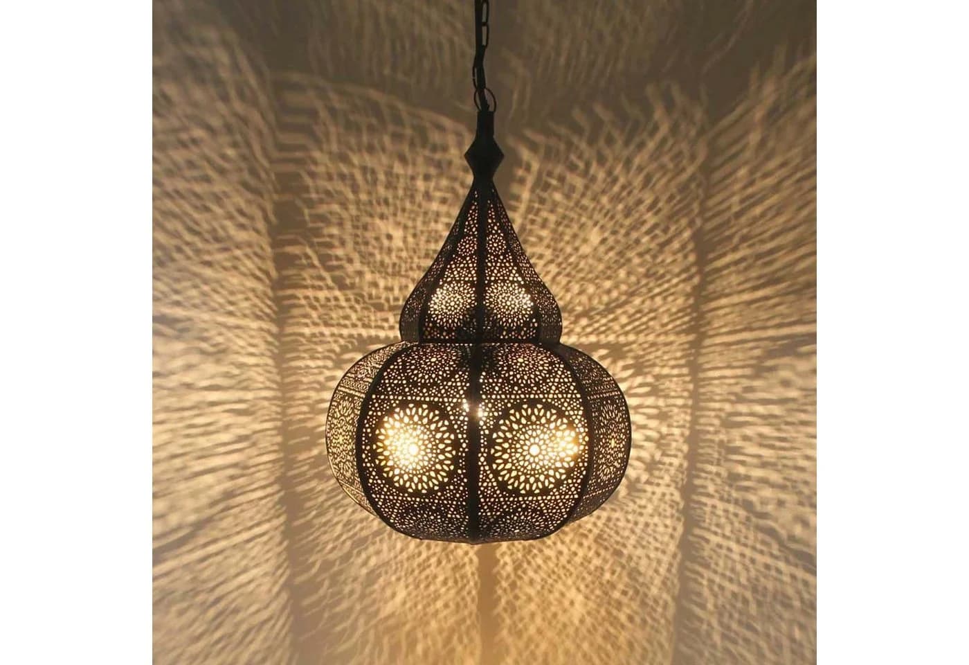 Casa Moro Orientalische Lampe Taza Schwarz Hängeleuchte mit Baldachin & Kette - Bild 3