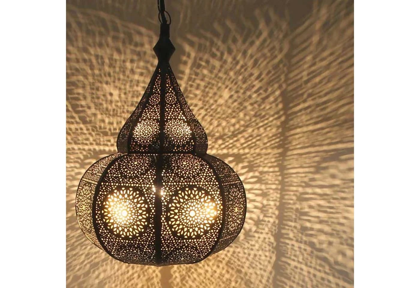 Casa Moro Orientalische Lampe Taza Schwarz Hängeleuchte mit Baldachin & Kette - Bild 4