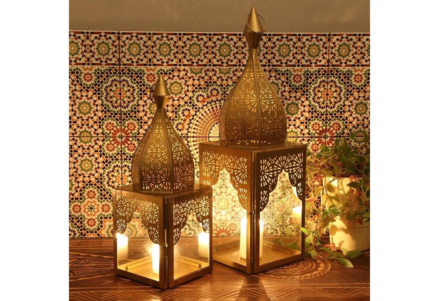 Casa Moro Ramadan Laterne Gold 2er Set Orientalisches Windlicht - Bild 2