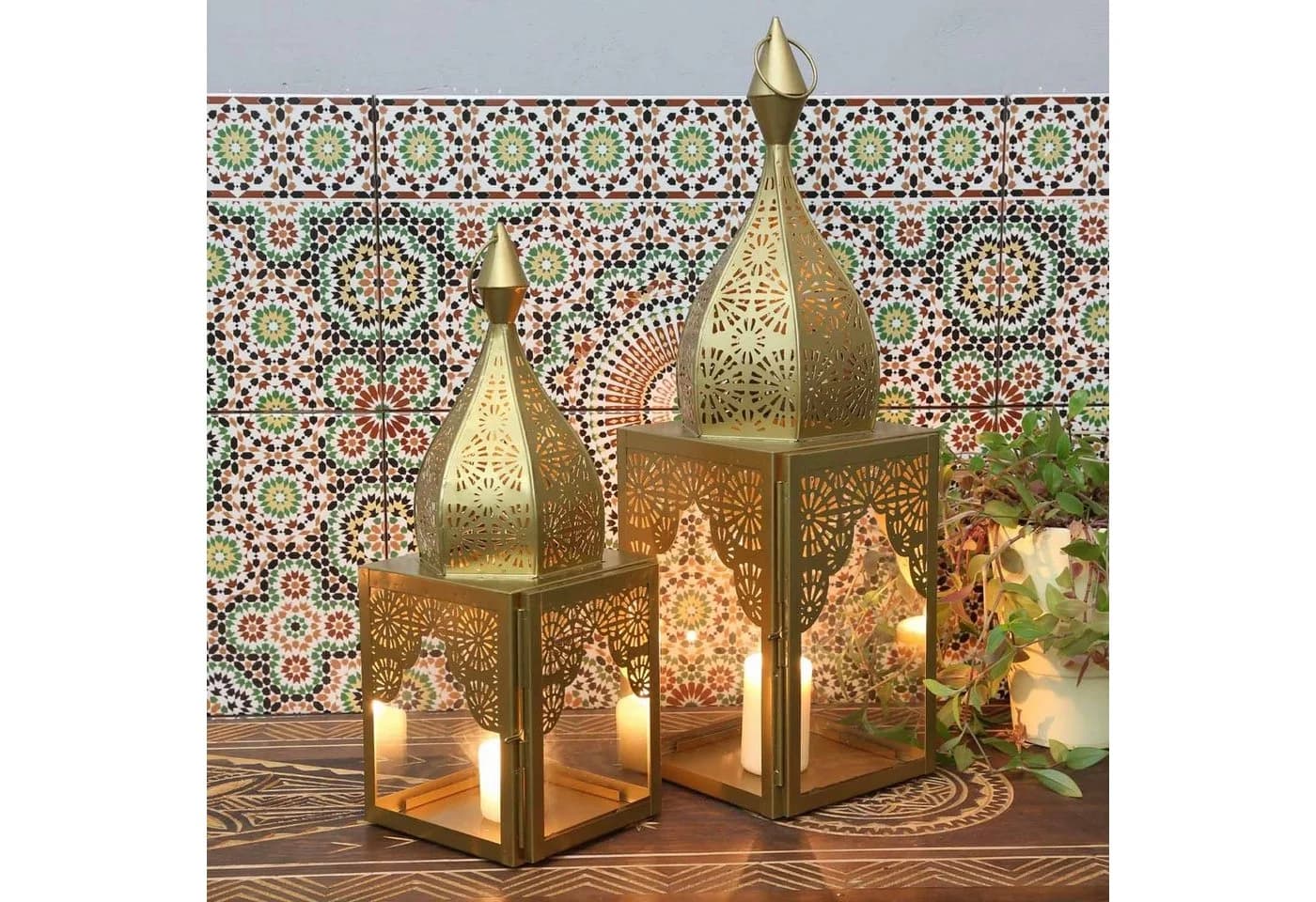 Casa Moro Ramadan Laterne Gold 2er Set Orientalisches Windlicht - Bild 3