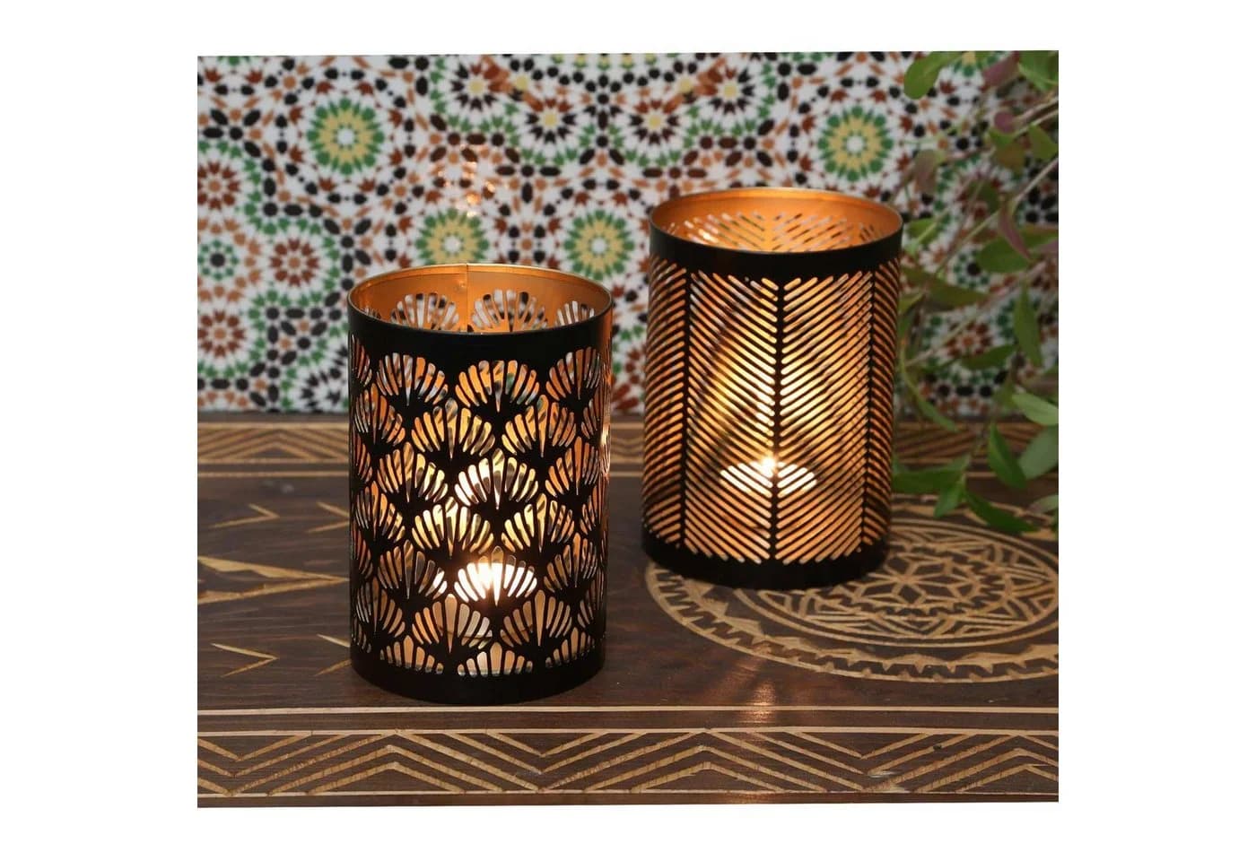 Casa Moro Teelichthalter 2er Set Orientalisch Schwarz Gold - Bild 3
