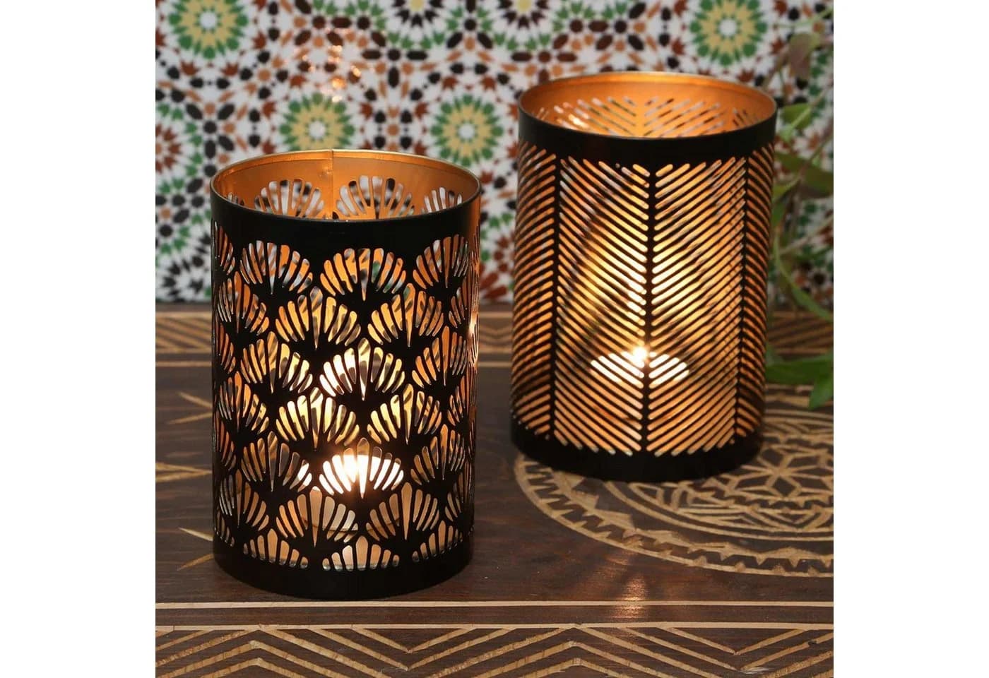 Casa Moro Teelichthalter 2er Set Orientalisch Schwarz Gold - Bild 4